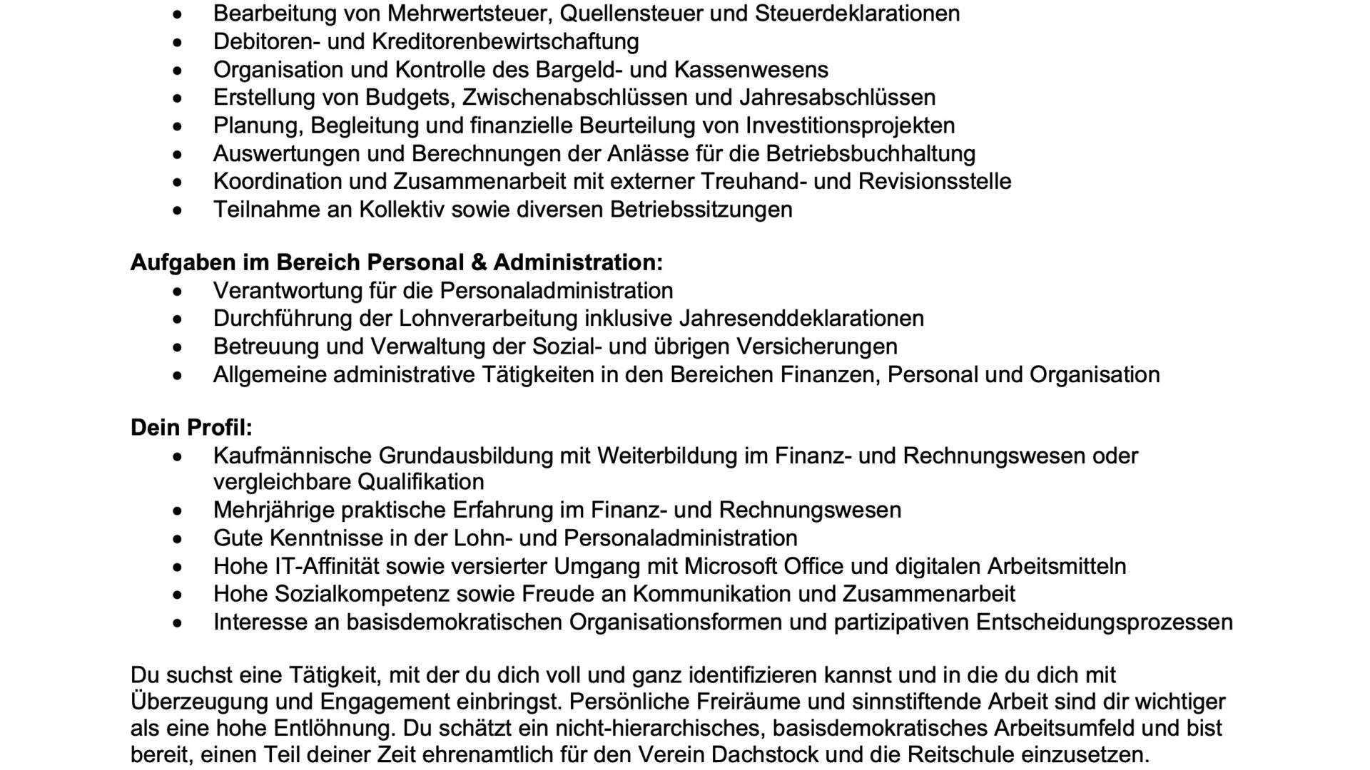 Stelleninserat Buchhaltung&Personaladmin 2026