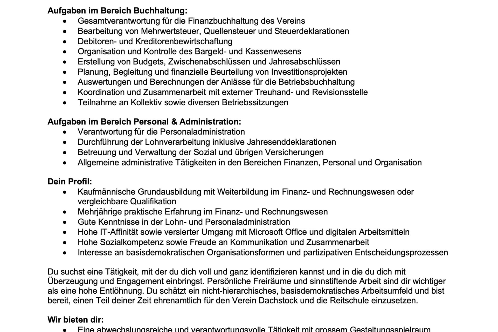 Stelleninserat Buchhaltung&Personaladmin 2026